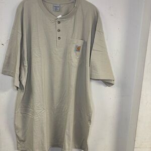 NWT Carhartt Men's Pocket Tan Henley Short Sleeve T-Shirt size 2XL